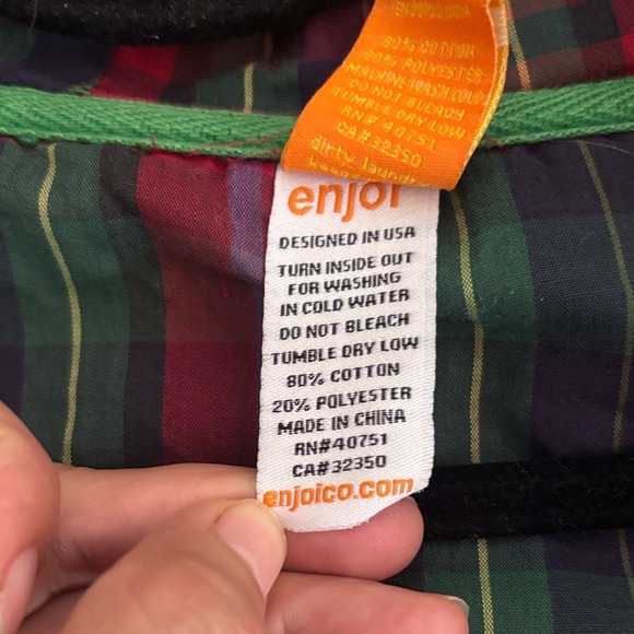 ENJOI Green Hooded Jacket with Plaid Lining - Picture 9 of 9